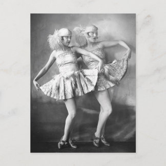 Vintage Vaudeville Dancers Retro Glam Postkarte