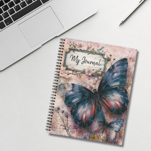 Vintage-Veilchen-Schmetterlings-Collage-Journal Notizbuch