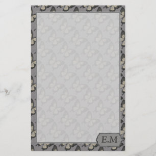 Vintage-Veilchen-Schmetterlingsmuster personalisie Briefpapier