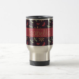 Vintage-Vektor-Blumenmuster mit Namen Reisebecher
