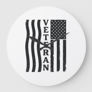 Vintage-Vektor-Shirt-Design der amerikanischen Fla Große Wanduhr