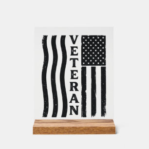 Vintage-Vektor-Shirt-Design mit amerikanischer Fla Acrylschild