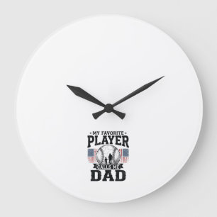 Vintage-Vektorgestaltung Lieblingsspieler Baseball Große Wanduhr