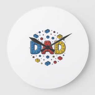 Vintage-Vektorgestaltung von Dad Building Blocks_1 Große Wanduhr