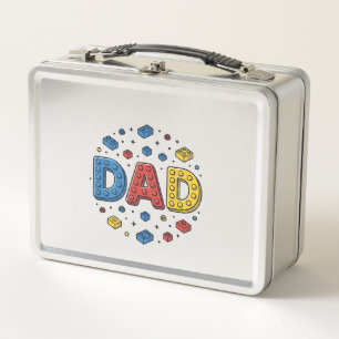 Vintage-Vektorgestaltung von Dad Building Blocks_1 Metall Brotdose