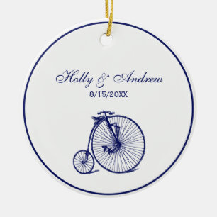 Vintage Velocipede Penny Farthing Fahrrad Blau Keramik Ornament