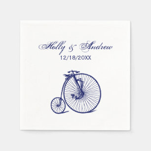 Vintage Velocipede Penny Farthing Fahrrad Blau Serviette