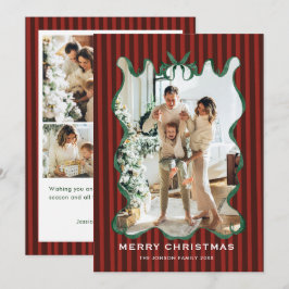 Vintage Velvet Christmas Red Bow Coquette 5 Photo Feiertagskarte