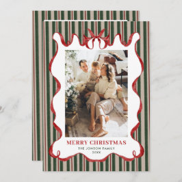 Vintage Velvet Christmas Red Bow Coquette 5 Photo Feiertagskarte