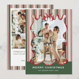 Vintage Velvet Christmas Red Bow Coquette 5 Photo Feiertagskarte