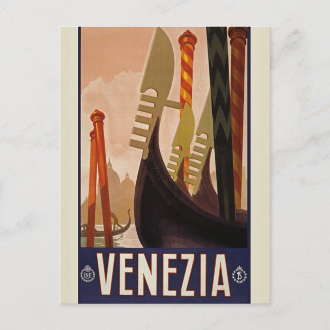 Vintage Venedig Reisewerbung Europa Tourismus Postkarte (Vorderseite)