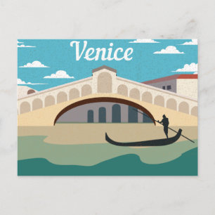 Vintage Venedig & venezianische Gondelsilhouette Postkarte