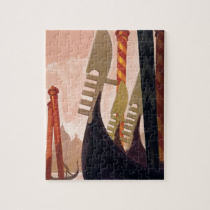 Vintage Venezia Gondelbahn Kunstvoll wandern im Va Puzzle