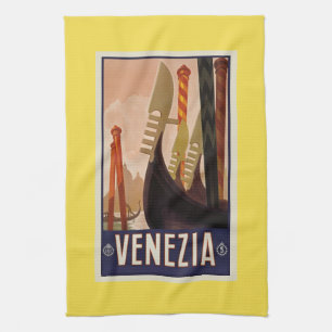 Vintage Venezia Venedig Boote Geschirrtuch