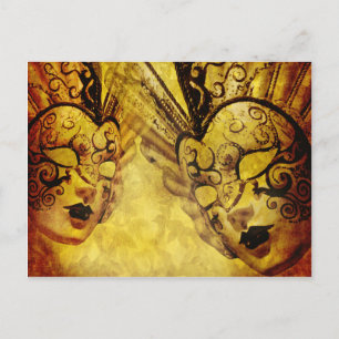 Vintage Venezianische Masken Postkarte