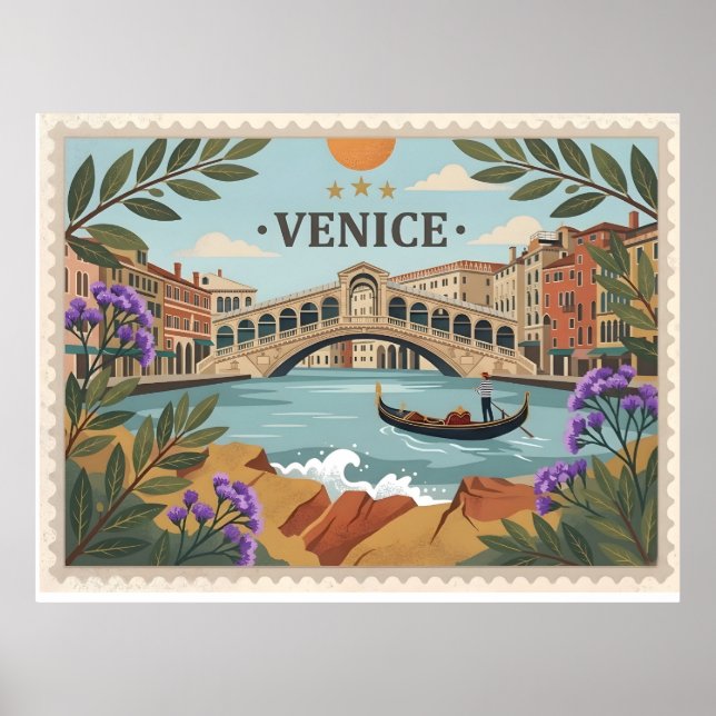 Vintage Venice Italy Postcard Poster (Vorne)