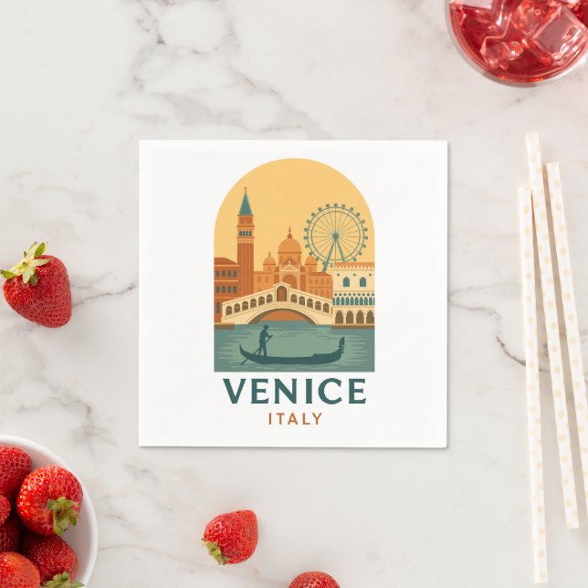 Vintage Venice Italy Travel Napkins – Retro City Serviette (Beispiel)