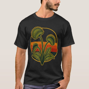 Vintage Venusfliegenfalle Retro-Sonnenuntergang Ka T-Shirt