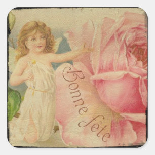 Vintage veränderte Kunst Quadratischer Aufkleber