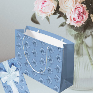 Vintage verblasste blaue Rosen für jeden Anlass Große Geschenktüte