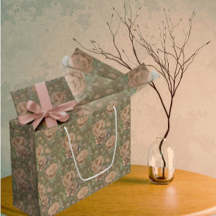 Vintage verblasste pfirsichfarbene rosa Rosen stau Große Geschenktüte