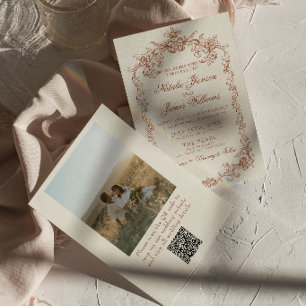 Vintage verbranntes Orange altes Geld Foto QR-Code Einladung