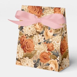 Vintage verbranntes Orange-Tan-Beige-Blumen Geschenkschachtel