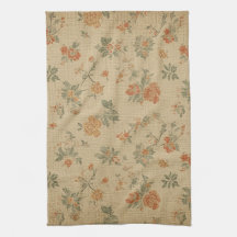 Vintage verbranntes Orange und Salbei Grün floral
