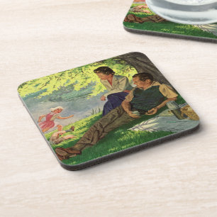 Vintage Vergnügliche Familienpicknick unter einem  Getränkeuntersetzer