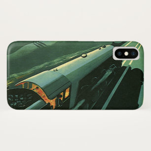 Vintage Verkehr, grüner rasender Zug Case-Mate iPhone Hülle
