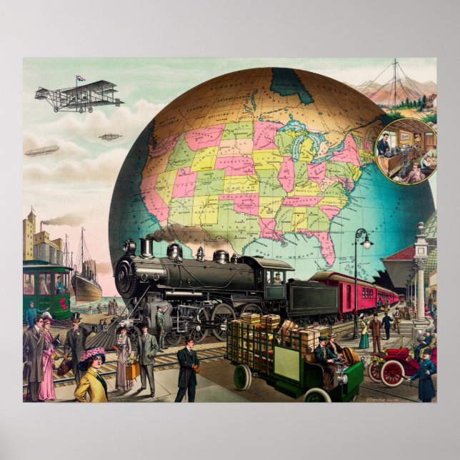 Vintage Verkehrsdarstellung Poster (Vorne)