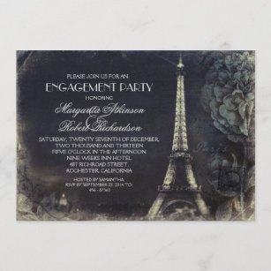 Vintage Verlobungsparty im Pariser Eiffelturm Einladung