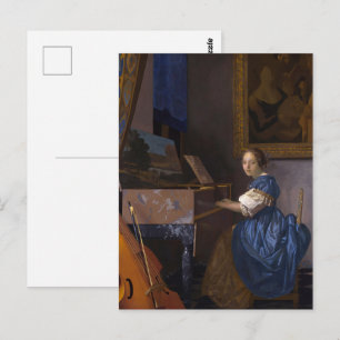 Vintage-Vermeer-Barock-Musikszene-Kunst Postkarte