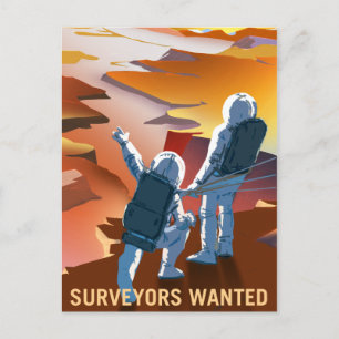 Vintage "Vermesser gesucht" Mars-Einstellung Postkarte