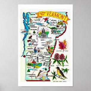Vintage-Vermont-Kartenprint Poster