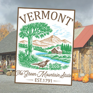 Vintage Vermont USA America Travel Art Keepsake Postkarte