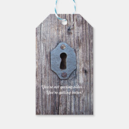 Vintage Verriegelung auf dem Schild für eine besch Geschenkanhänger