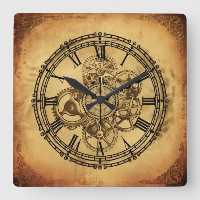 Vintage Verriegelung Quadratische Wanduhr (Vorderseite)