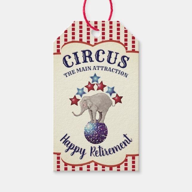 Vintage Versorgung des Zirkus Elefanten Geschenkanhänger (Vorderseite)