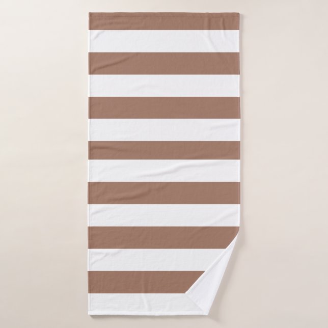 Vintage vertikale Streifen Mocha Mousse White Badehandtuch (Badehandtuch)