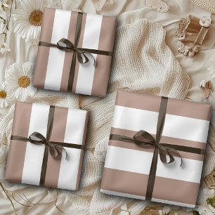 Vintage vertikale Streifen Mocha Mousse White Geschenkpapier Set