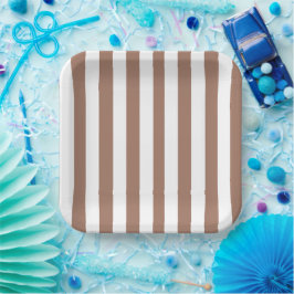 Vintage vertikale Streifen Mocha Mousse White Pappteller