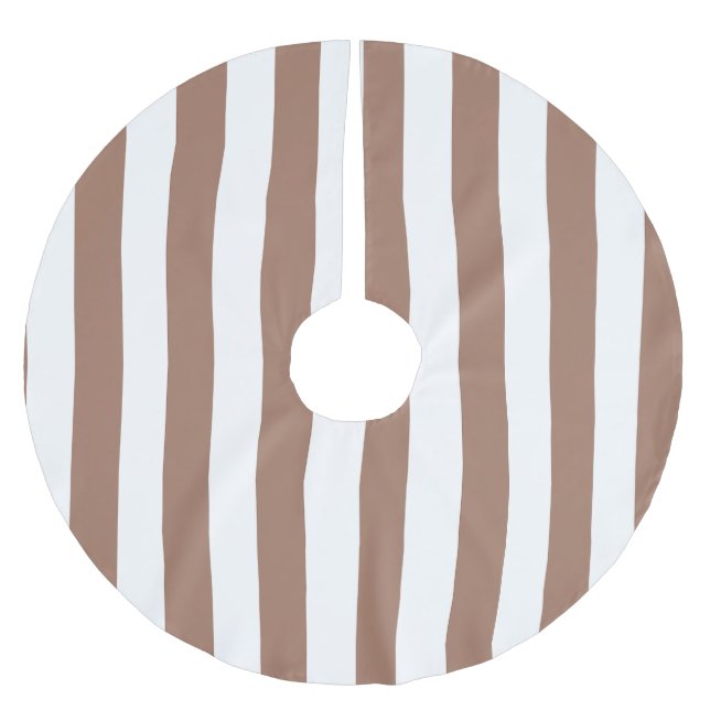 Vintage vertikale Streifen Mocha Mousse White Polyester Weihnachtsbaumdecke (Vorderseite)