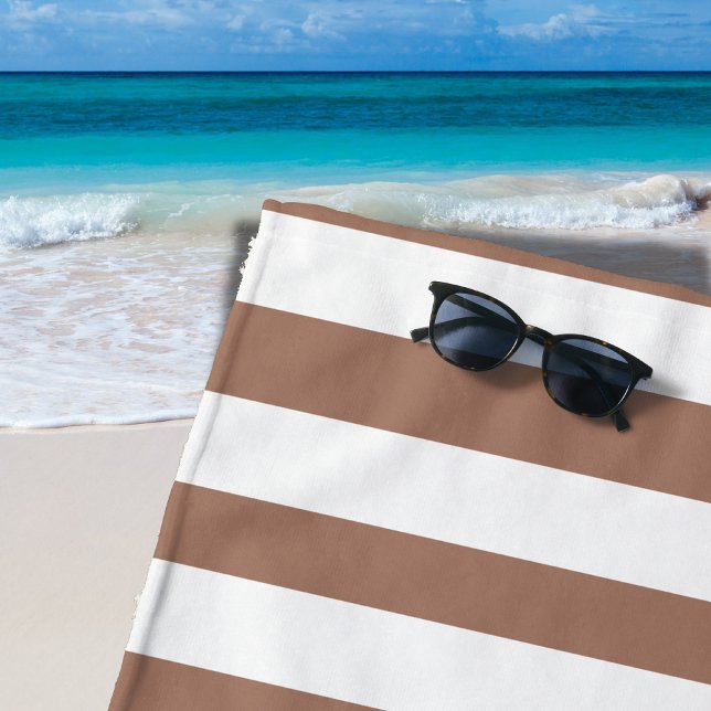 Vintage vertikale Streifen Mocha Mousse White Strandtuch (Von Creator hochgeladen)