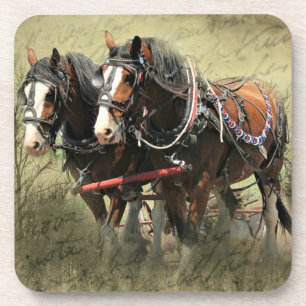 Vintage verwitterte Clydesdale-Postkarte Getränkeuntersetzer