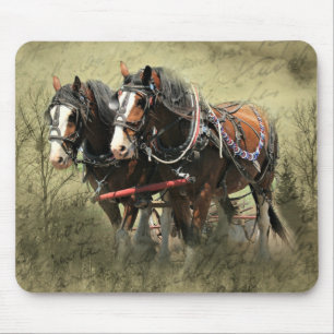 Vintage verwitterte Clydesdale-Postkarte Mousepad