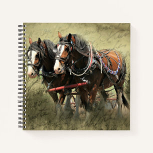 Vintage verwitterte Clydesdale-Postkarte Notizbuch