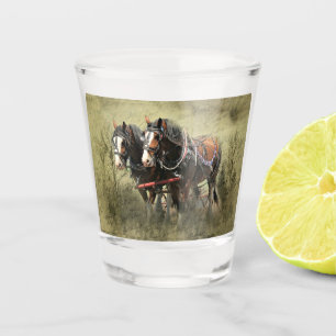 Vintage verwitterte Clydesdale-Postkarte Schnapsglas