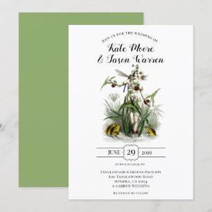 Vintage verzauberter Garten-Fee-grüne Hochzeit Einladung
