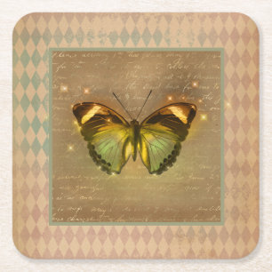 Vintage verzauberter Schmetterling Rechteckiger Pappuntersetzer